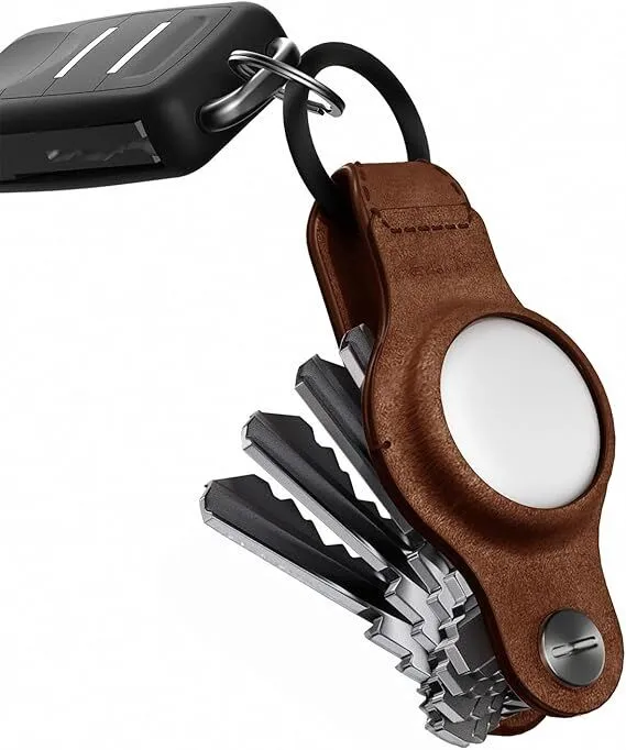 KeySmart AirTag Compact Leather Key Holder Organizer for Apple Air Tag