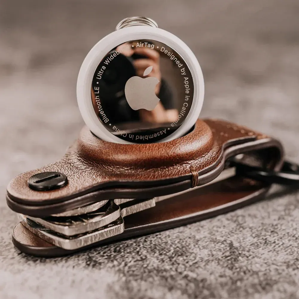 KeySmart AirTag Compact Leather Key Holder Organizer for Apple Air Tag