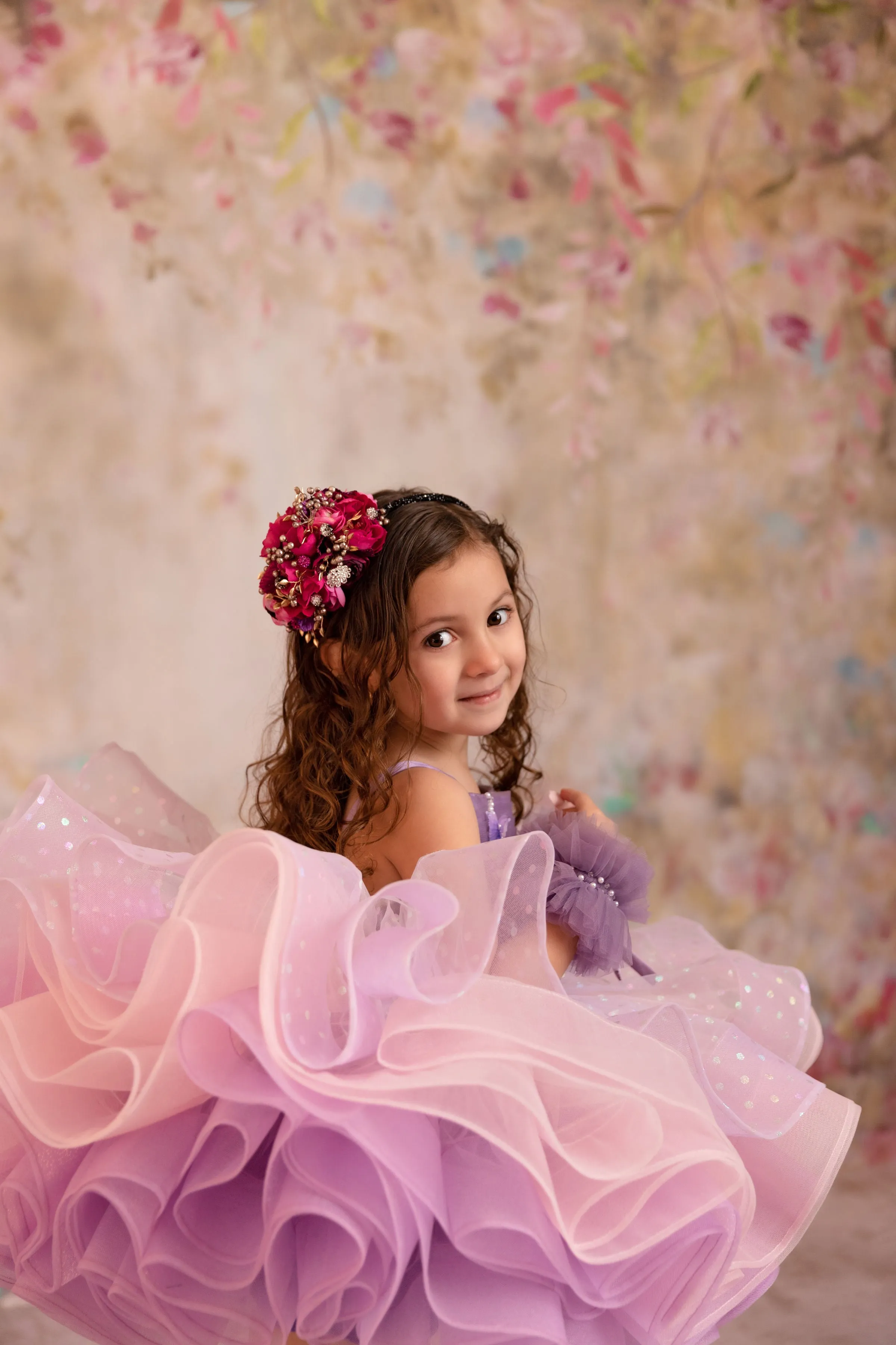 Lavender Butterfly Confetti - Petal  Length Dress (3 Year-Petite 5 Year)
