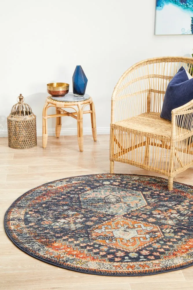 Legacy 854 Round Rug (Navy) by Rug Culture