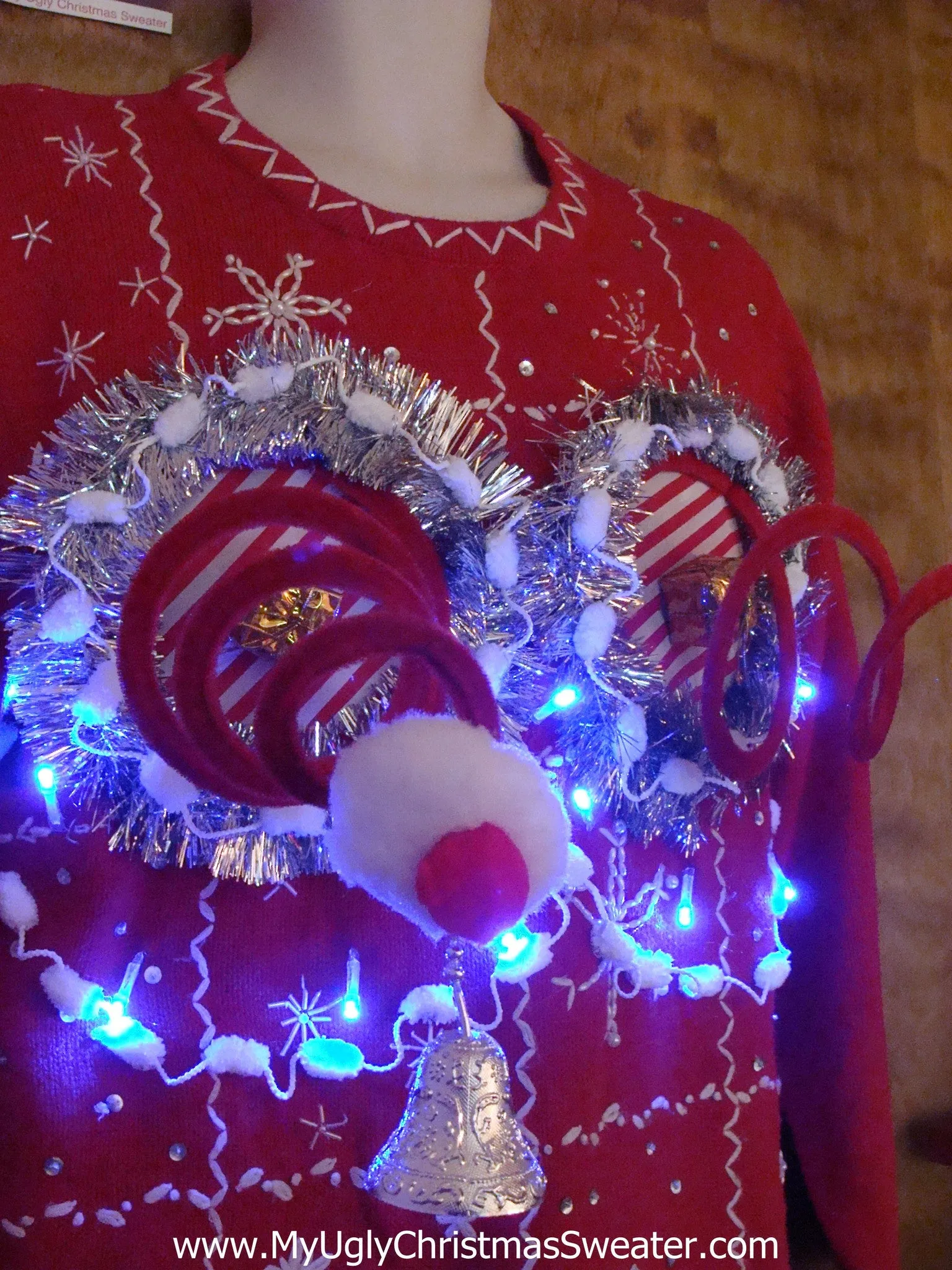 Light Up Funny 3D Springy Boobs Ugly Xmas Sweater