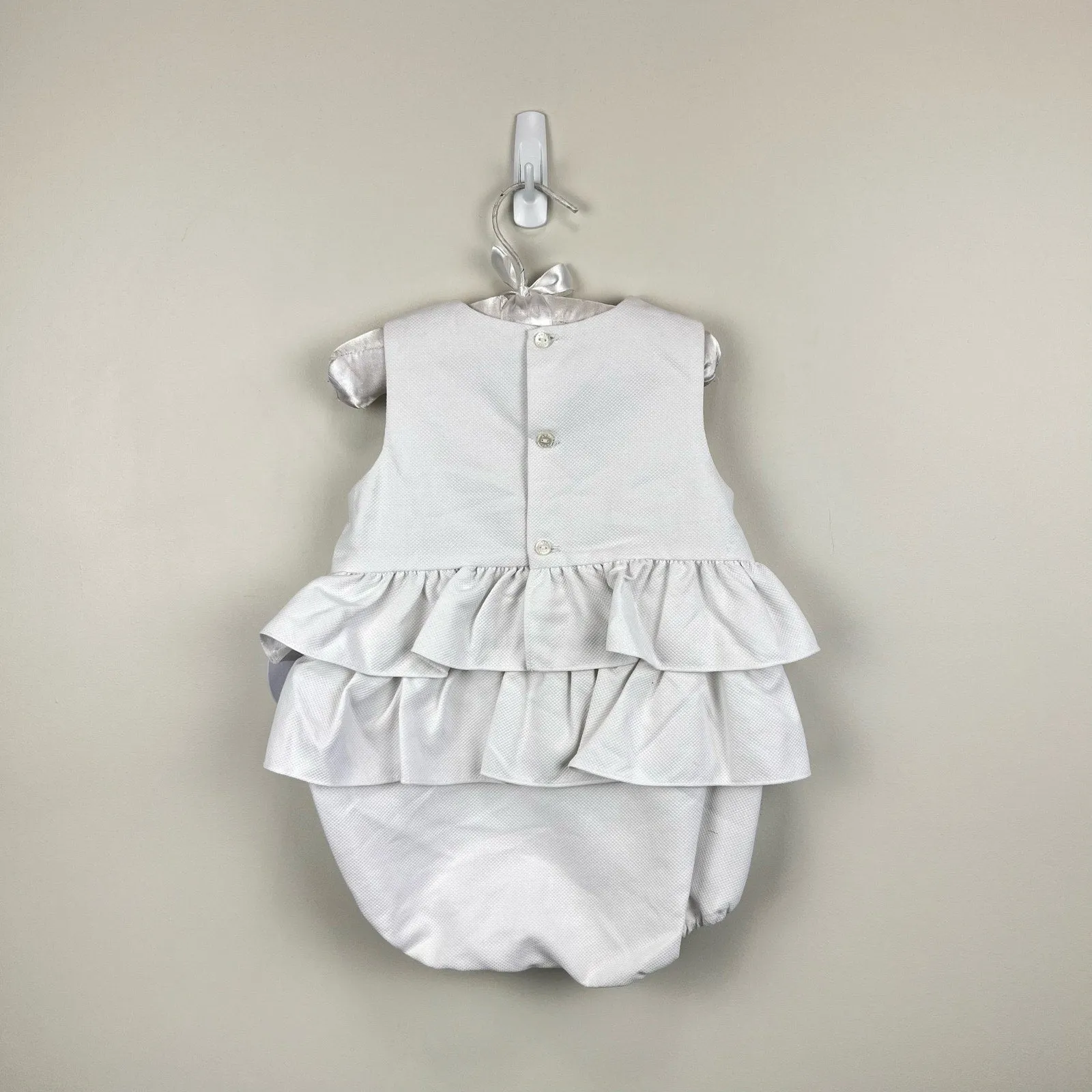 Luli & Me Ruffled White Flower Romper 18 Months NWT