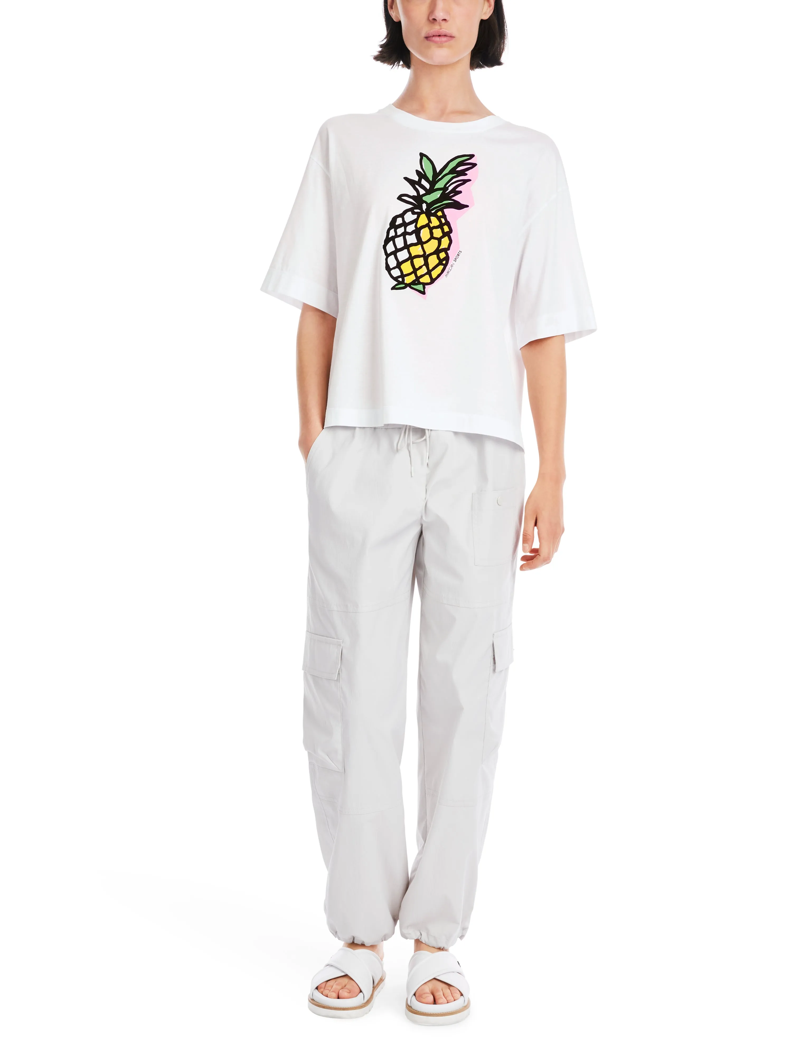 MARC CAIN White t-Shirt With A Pineapple Print