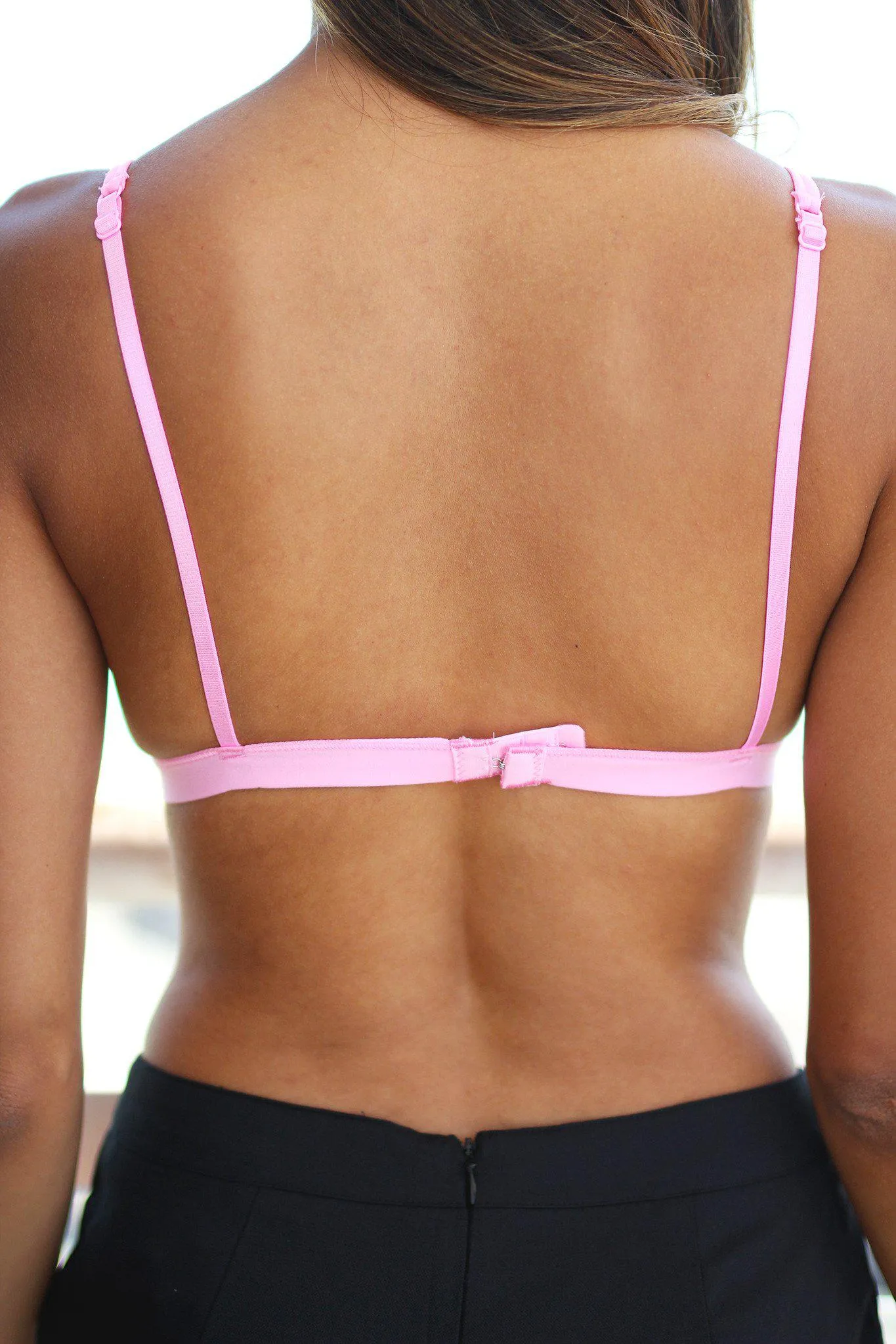 Neon Light Pink Lace Triangle Bralette