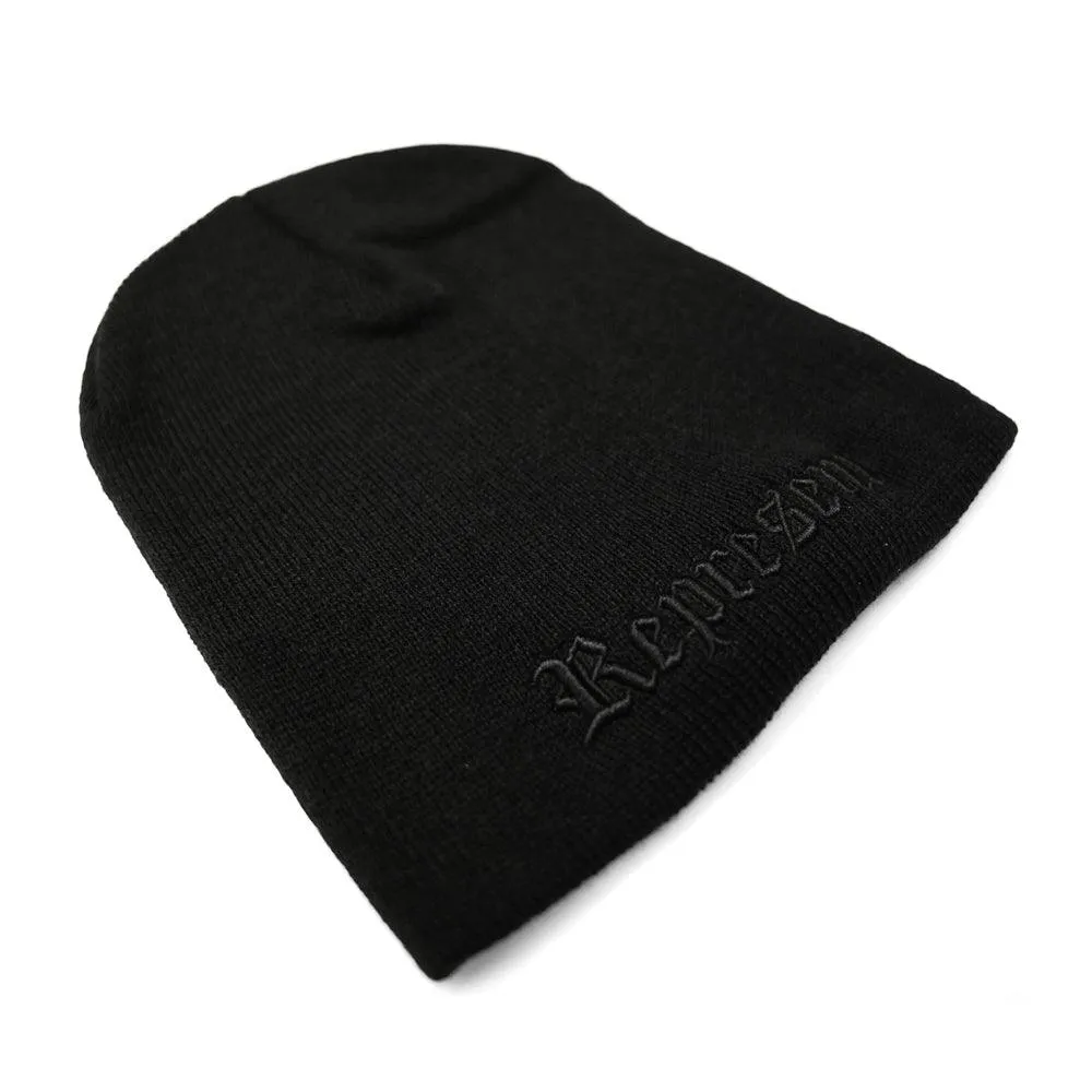 Original Classic Text Short Beanie [BLACK X BLACK]