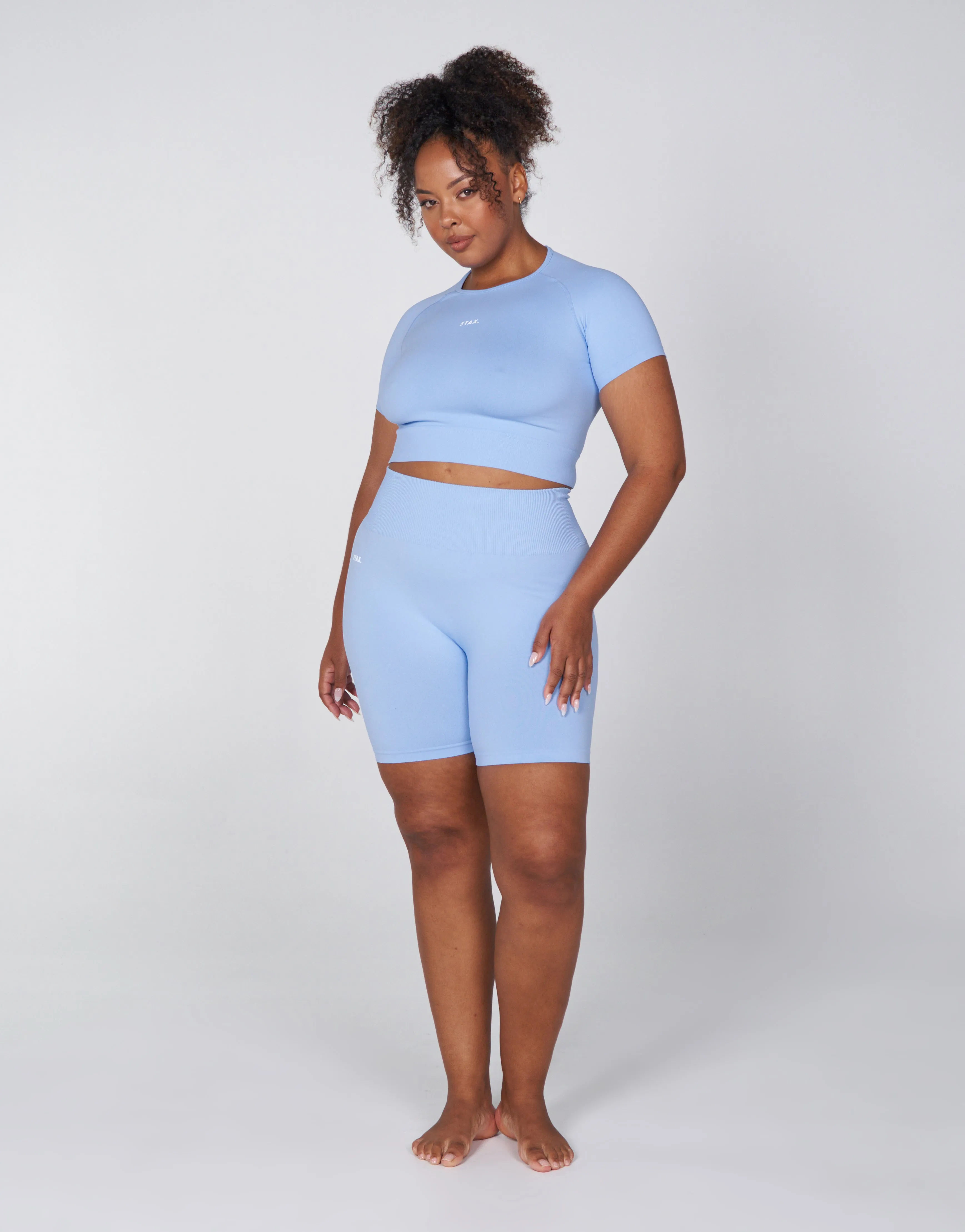 Premium Seamless Favourites Midi Bike Shorts - Baby Blue