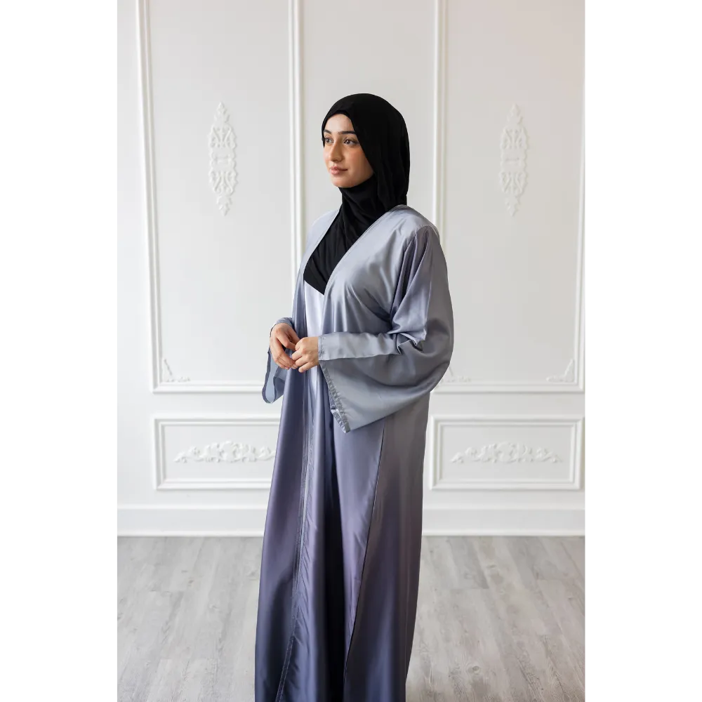 SALE Ombre Satin Glam Abaya - Ash Grey