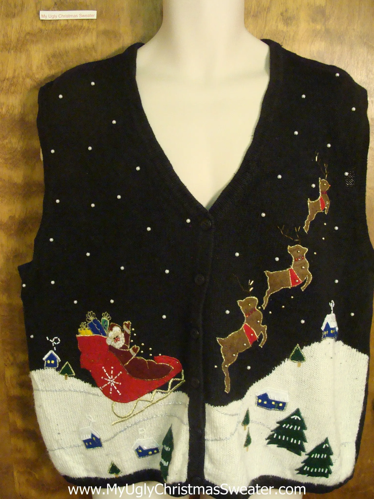 Santa Riding Tacky Xmas Party Sweater Vest