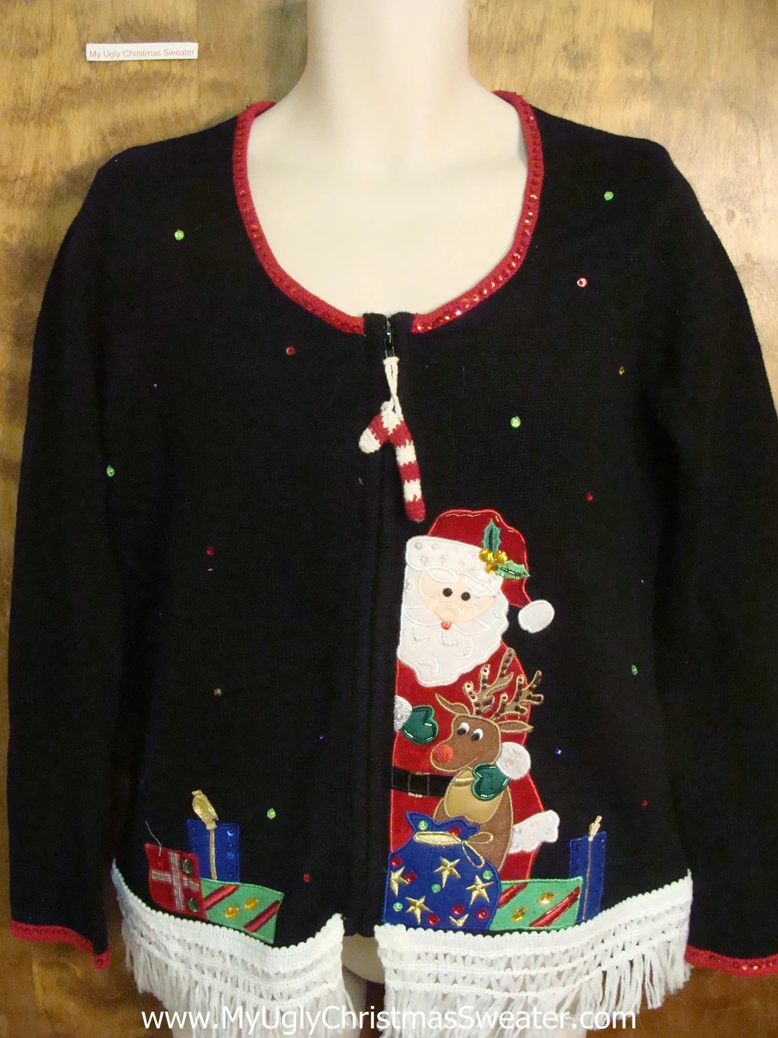 Santa with Rudolph Ugly Christmas Jumper