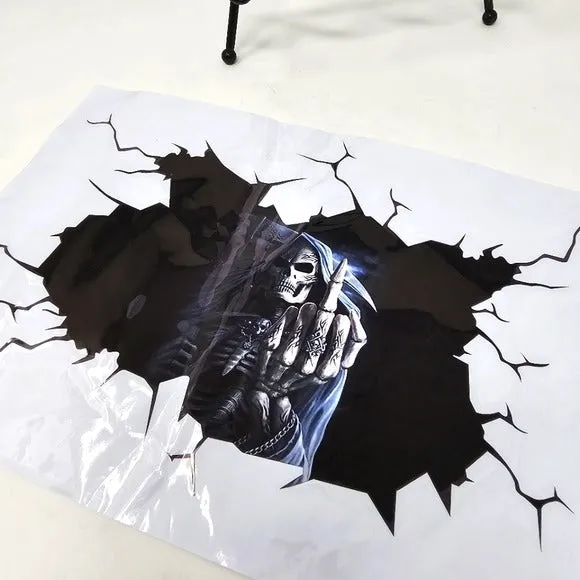 Screw Off Decal | Gothic Horror Skull Not Happy Black Waterproof Sticker