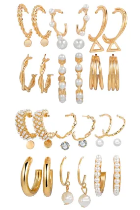 Shining Diva Fashion 18 Pairs Gold Plated Combo Set Latest Stylish Earrings for Women and Girls (Gold) (rrsdcmb297_12789_12906)