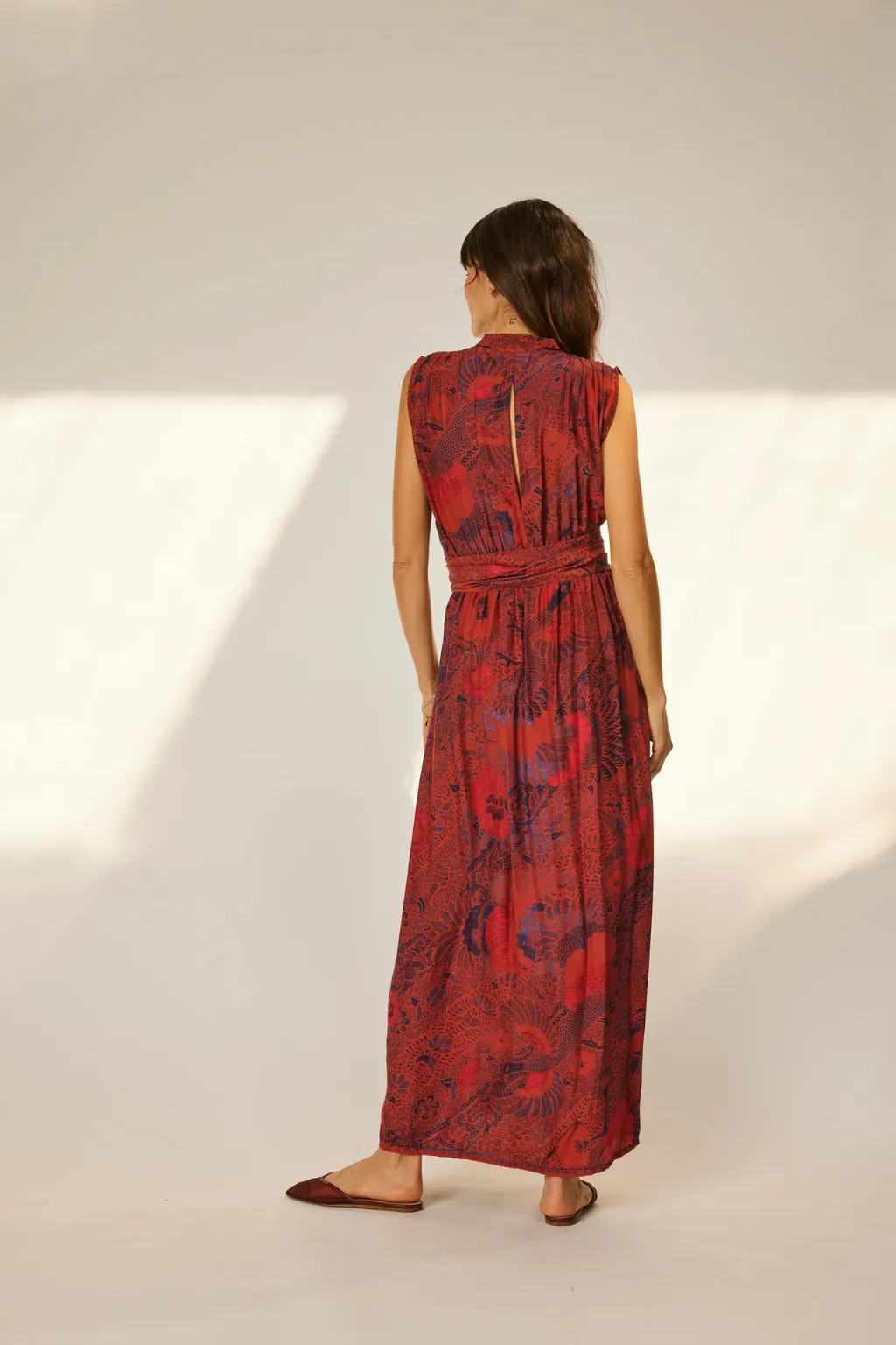 Silk Print Nico Sleeveless Maxi Dress