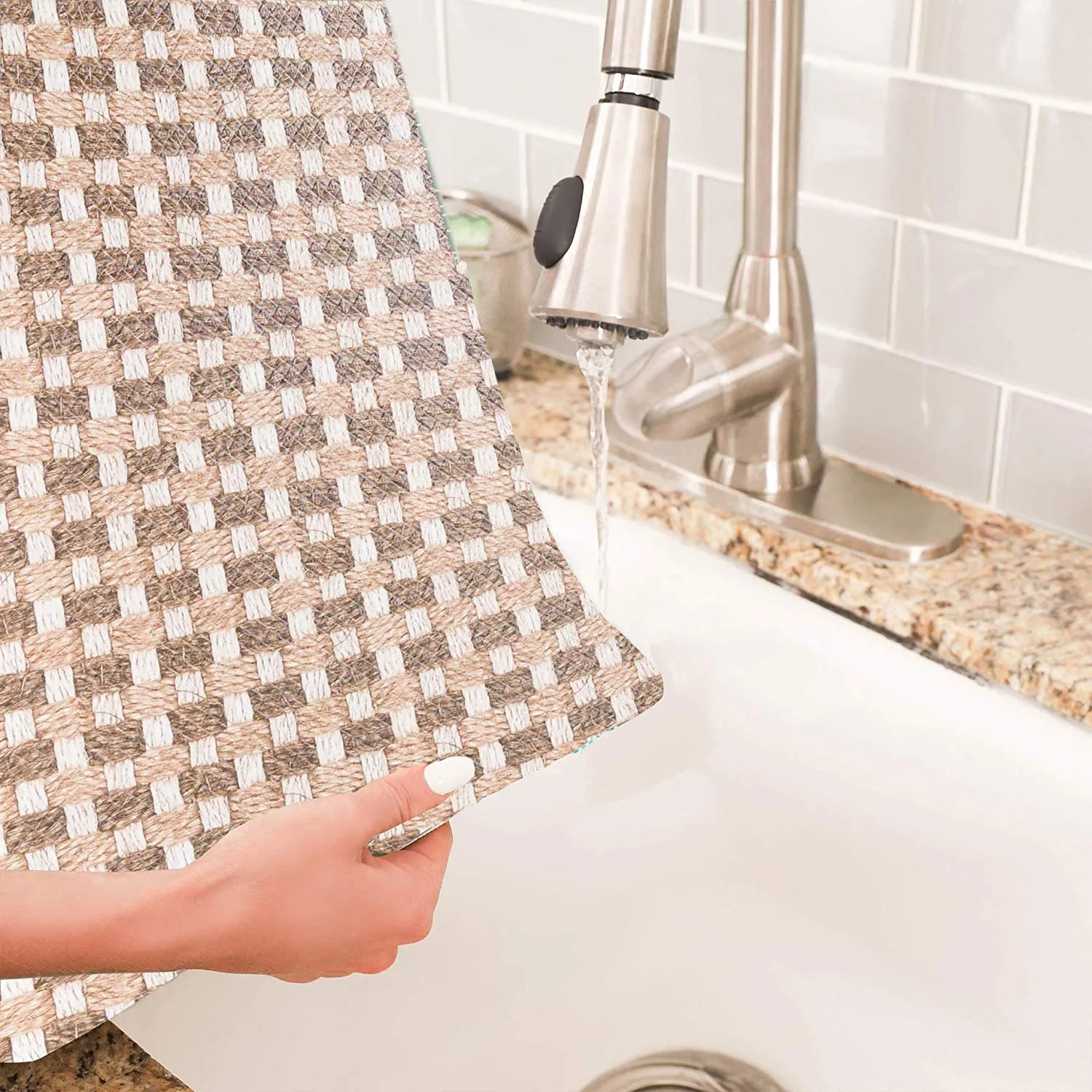 Simple Being Brown Geometric Anti-Fatigue Kitchen Floor Mat (32" x 17.5")