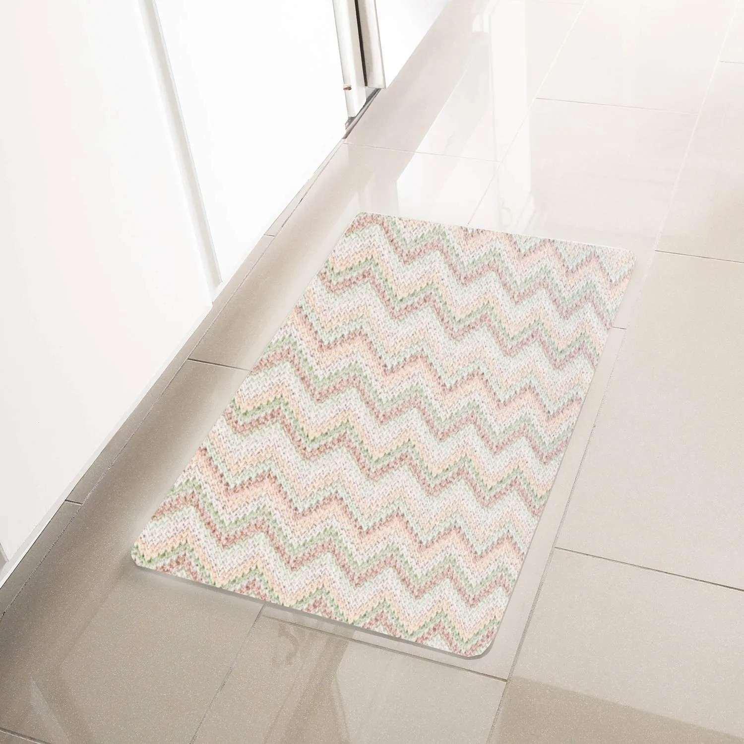 Simple Being Brown Geometric Anti-Fatigue Kitchen Floor Mat (32" x 17.5")