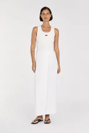 SKYE WHITE LINEN WRAP MIDI SKIRT