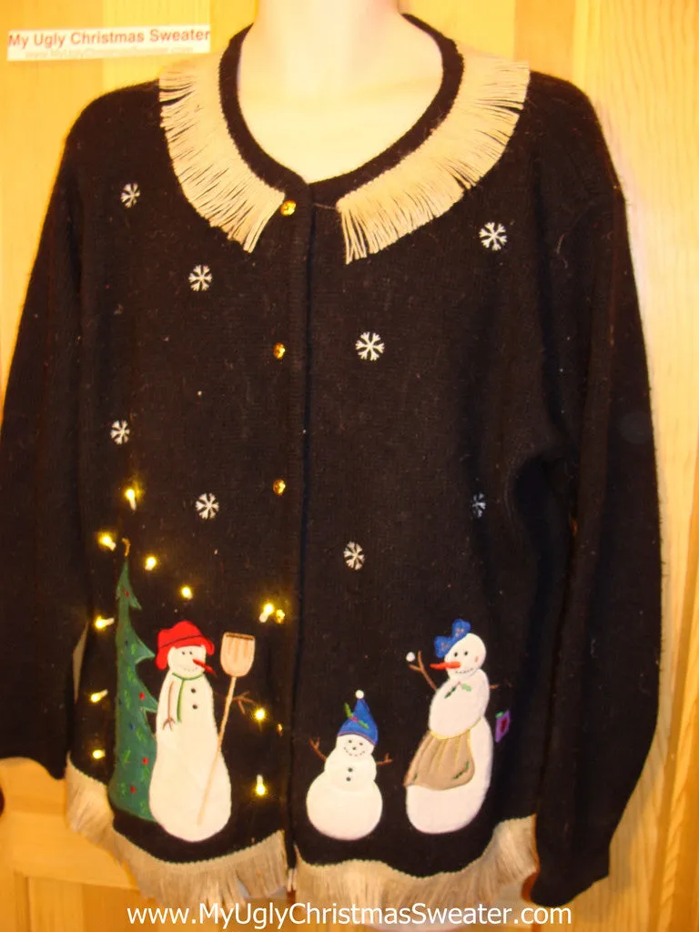 Tacky Ugly Christmas Sweater with Lights and Fringe (g35)