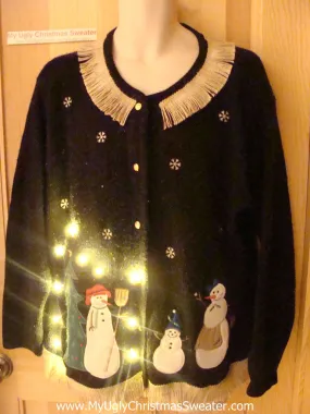 Tacky Ugly Christmas Sweater with Lights and Fringe (g35)