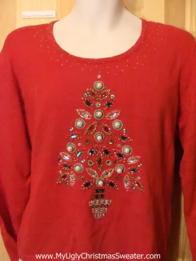 Ugly Christmas Sweater Bling Colorful Tree