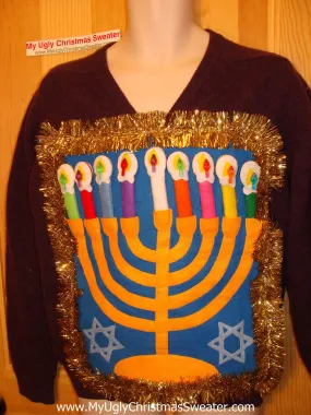 Ugly Christmas Sweater Party Hanukkah Sweater (j104)