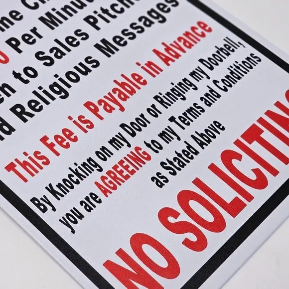 Vintage Metal Sign | Indoor/Outdoor | NO SOLICITING Black & White