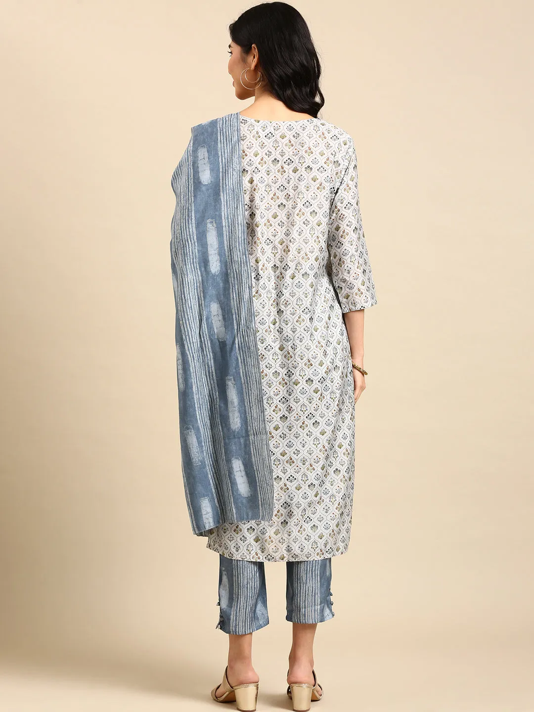 Women's Blue Printed  Kurta Set