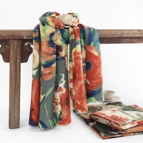 Women's Colorful Fashion Vintage Floral Print Scarf