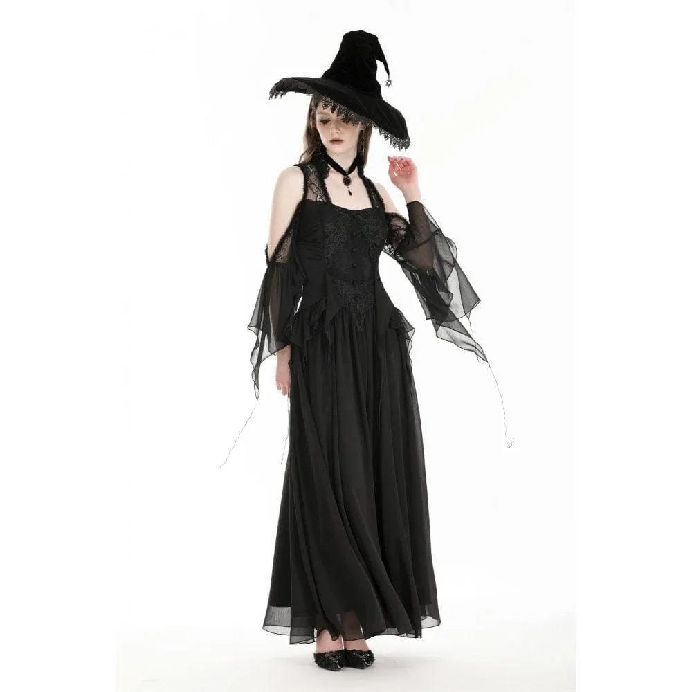 Women's Gothic Off-the-shoulder Lace Splice Halloween Dress Wedding Dress