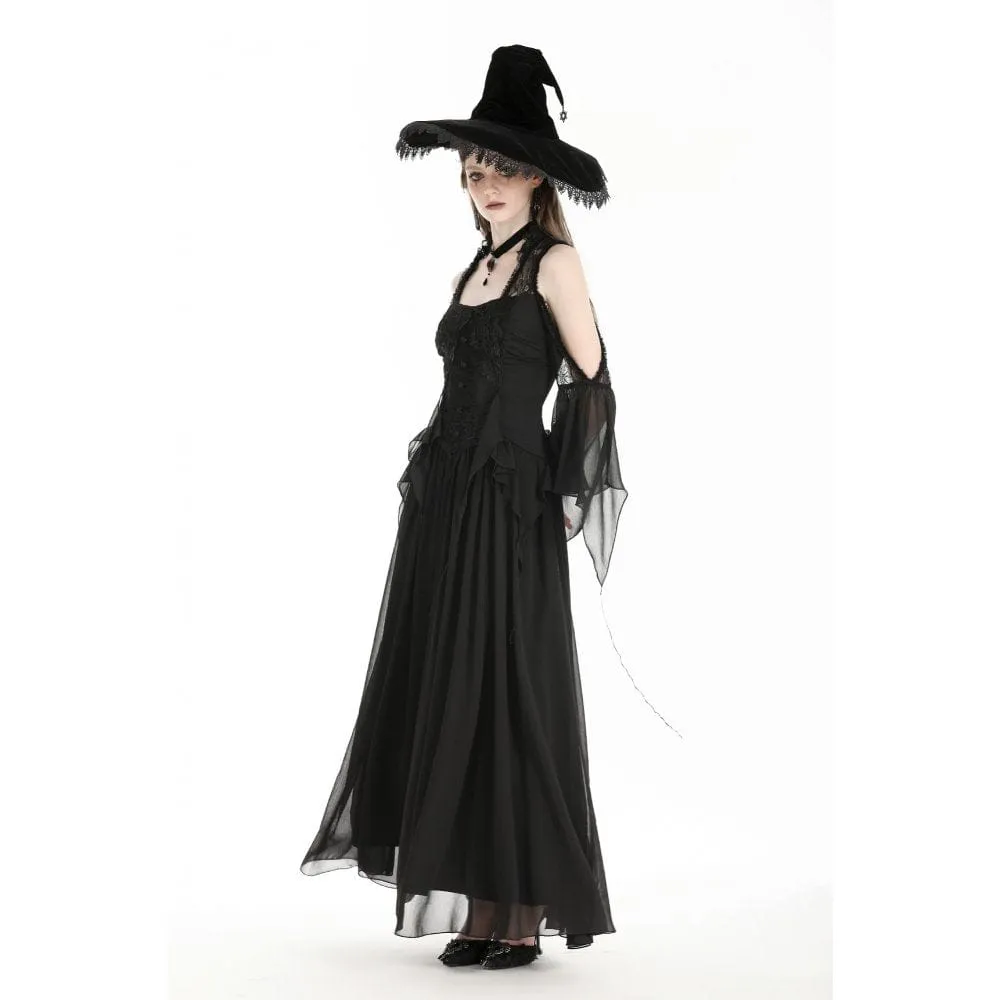Women's Gothic Off-the-shoulder Lace Splice Halloween Dress Wedding Dress