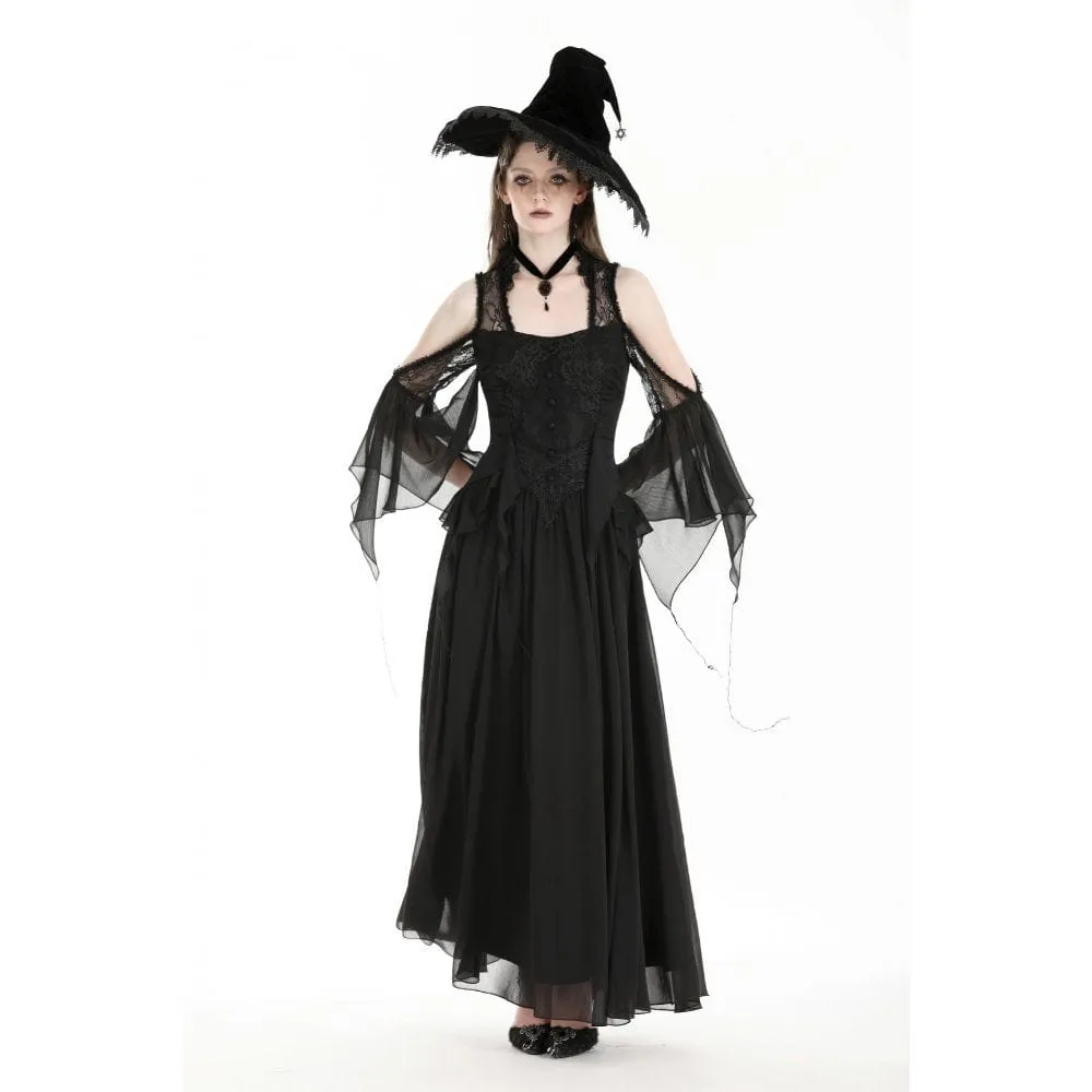 Women's Gothic Off-the-shoulder Lace Splice Halloween Dress Wedding Dress