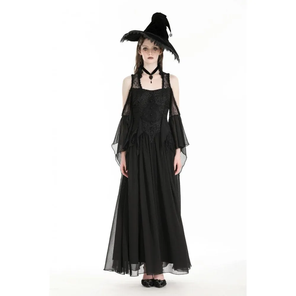 Women's Gothic Off-the-shoulder Lace Splice Halloween Dress Wedding Dress