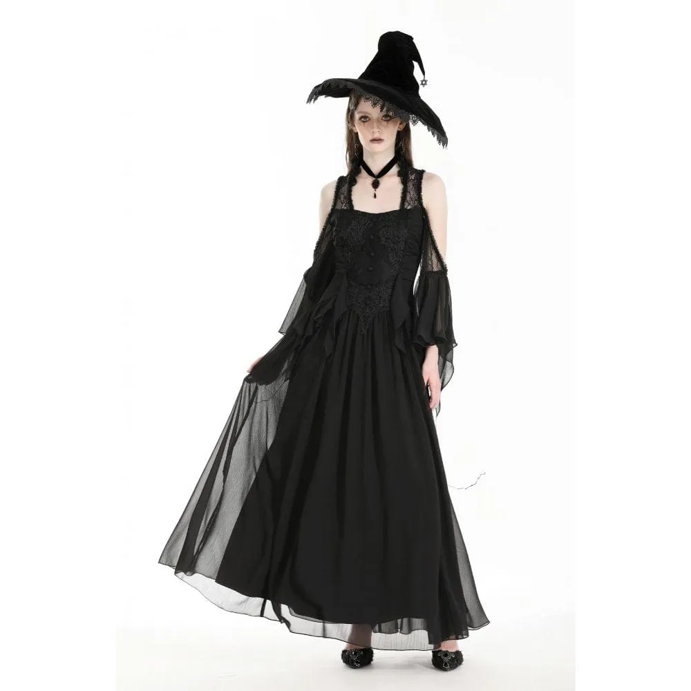 Women's Gothic Off-the-shoulder Lace Splice Halloween Dress Wedding Dress