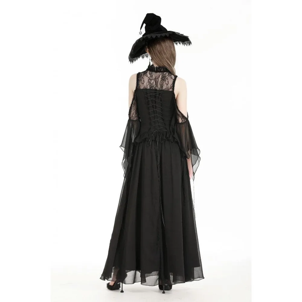 Women's Gothic Off-the-shoulder Lace Splice Halloween Dress Wedding Dress