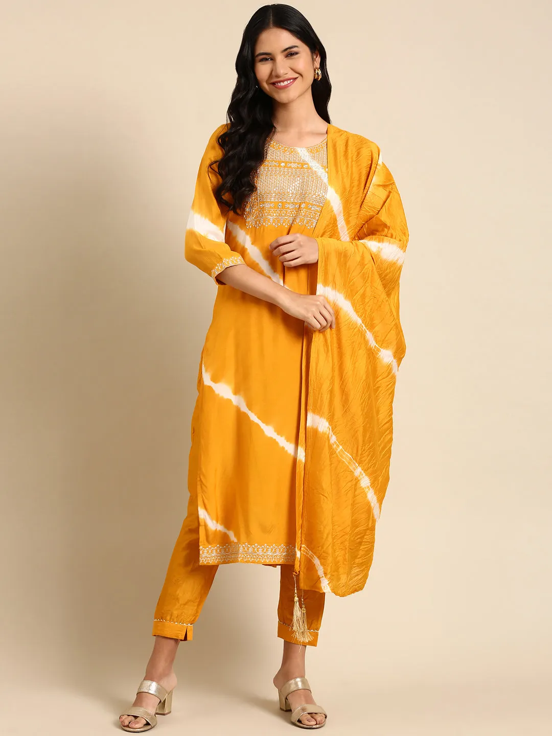 Women's Yellow Tie Dye Kurta Set